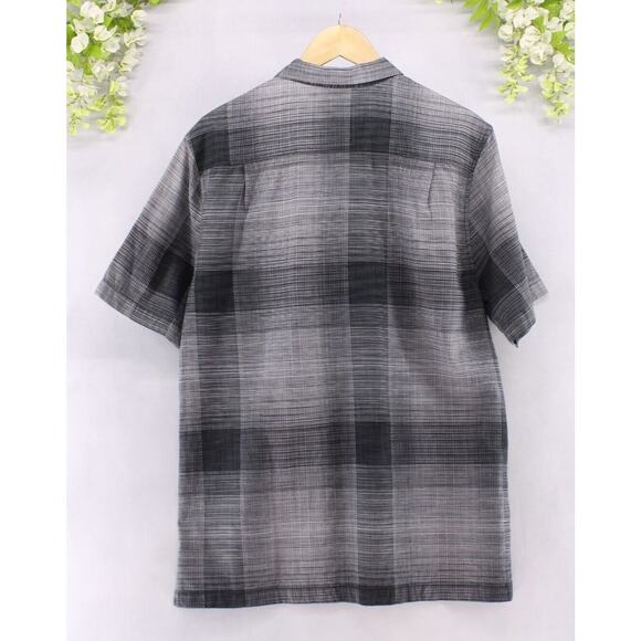 Tommy Bahama Men's Short Sleeve Button Down Shirt Silk Cotton Blend Grey Sz L - Picture 2 of 9